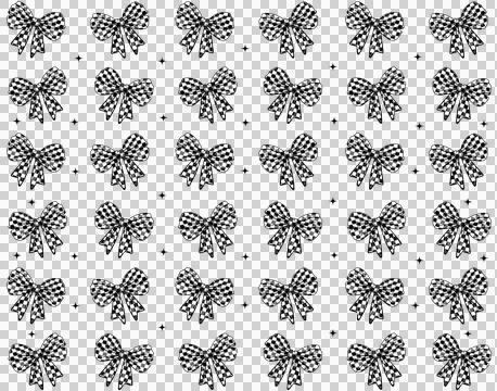 Bow Ribbon Pattern With Stars star silhouette black white Stock-Illustration