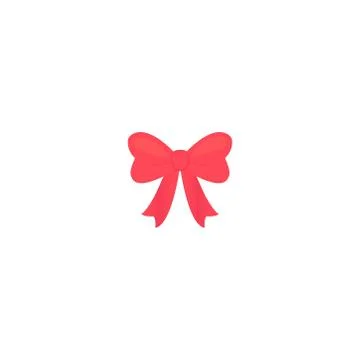 A bow with ribbons of pink in a flat style Stock Illustration