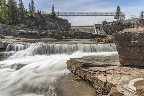 Bow River below the Seebe Dam Stock Photos