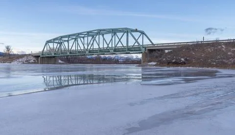 Bow River Bridge at Morley Stock Photos