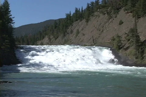 Bow River Falls MS pull to WS Stock Footage 147604