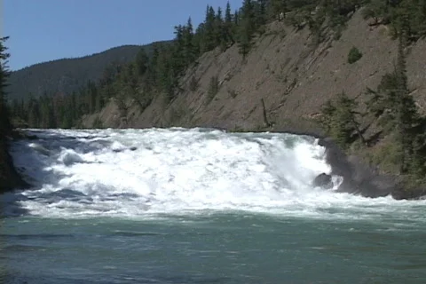 Bow River Falls push in audio Stock Footage 147608