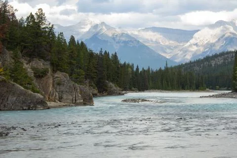 Bow River Falls Viewpoint Stock Photos