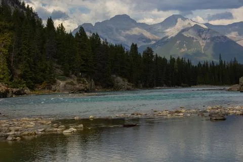 Bow River Falls Viewpoint Stock Photos