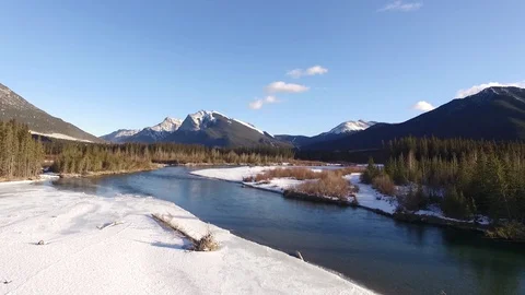 Bow River past Canmore Stock Footage 88678084