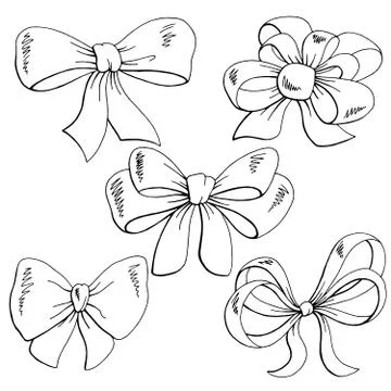 Bow set graphic black white isolated sketch illustration vector Stock Illustration