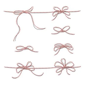 Bow set. Holiday vector striped red bows. Stock Illustration