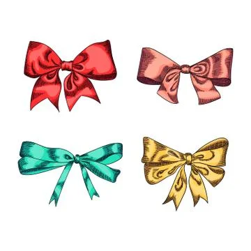 Bow set isolation on a white background, vector illustration. Stock Illustration