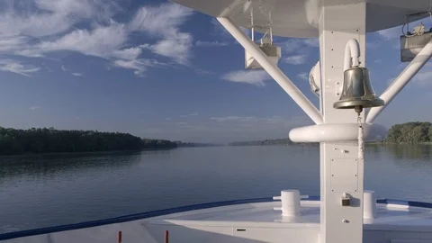 The bow of the ship and the Danube in the background Stock Footage 116113102