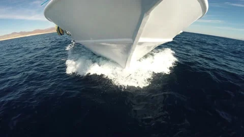 Bow of the ship breaks through the sea waves. Marine tourism trip voyage travel Stock-Footage 221270813