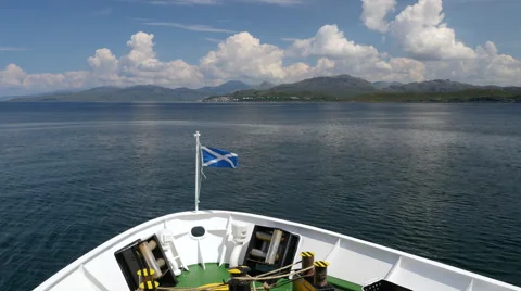 Bow of ship at sea with Scottish Flag 4K Stock Footage 65294469