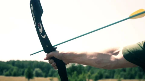 The bow shooting with arrow Stock Footage 47068456