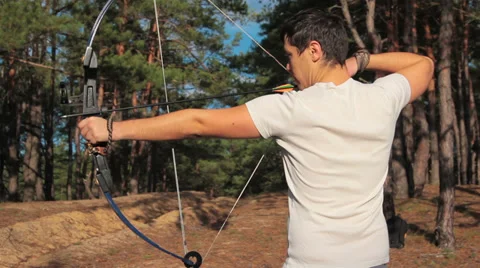 Bow Shooting Man Stock Footage 32271855