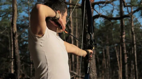 Bow Shooting Man Stock Footage 32378362