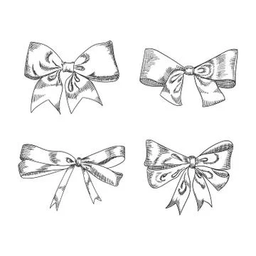 Bow sketch isolation on a white background, vector illustration. Stock Illustration