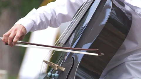 Bow sliding along the strings Stock Footage 157990828