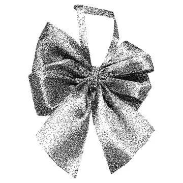 Bow stipple effect. Photocopy collage band. Vector celebration scan element 스톡 일러스트