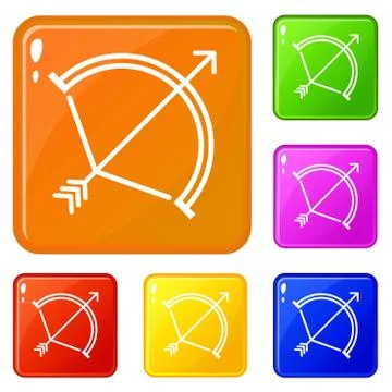 Bow string icons set vector color Stock Illustration