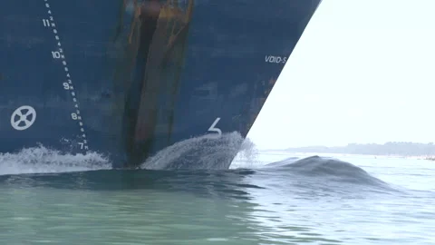 BOW OF TANKER BREAKING THROUGH WATER Stock Footage 141724461
