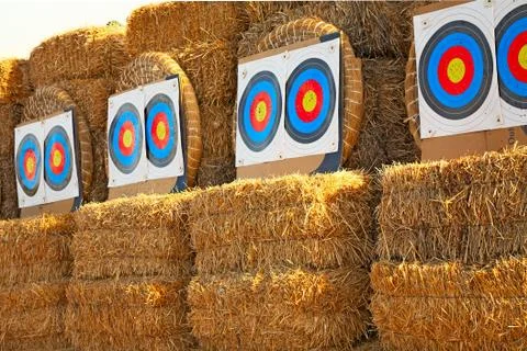 Bow targets in a row Foto stock