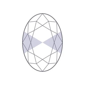 Bow tie effect in elongated oval cut diamond. Outline icon with editable stro Stock Illustration