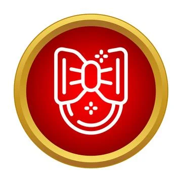 Bow tie flat icon in red circle Stock Illustration