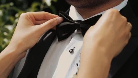 Bow tie , groom, wedding Stock Footage 219614901