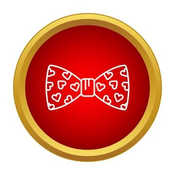 Bow tie with heart pattern in red circle Stock Illustration