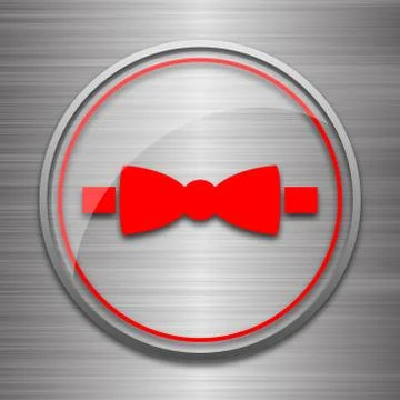 Bow tie icon. Internet button on metallic background.. Stock Illustration