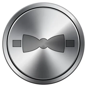 Bow tie icon. Internet button on white background. Metallic round icon.. Stock Illustration