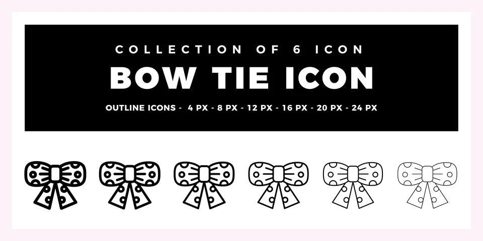 Bow Tie Icon Set. Collection of 6 Outline Icons Stock Illustration