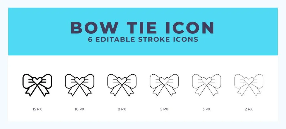 Bow tie icon set with different stroke. Vector illustration with editable s.. Illustrazione stock