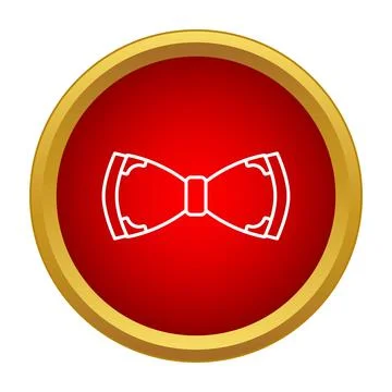 Bow tie outline icon on red button vector Stock Illustration