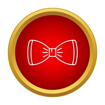 Bow tie outline icon in red gold circle Stock Illustration
