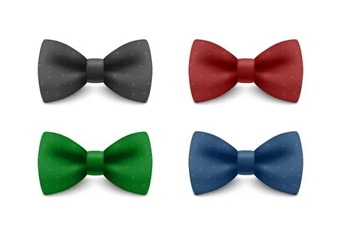 Bow Tie Set, Vector Illustration. Elegant Classic Accessory for Men, Formal Stock Illustration