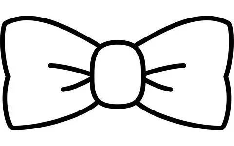 Bow tie, Simple black and white line drawing icon of clothing Stock Illustration