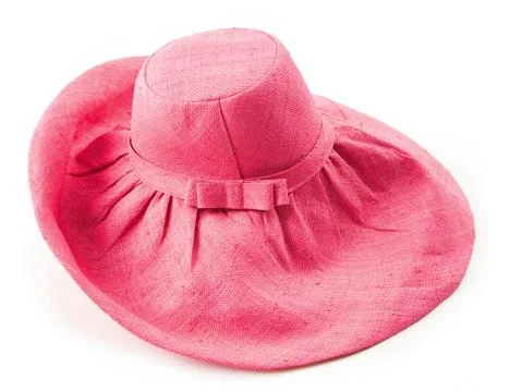 Bow tie strap pink raffia floppy hat Foto stock