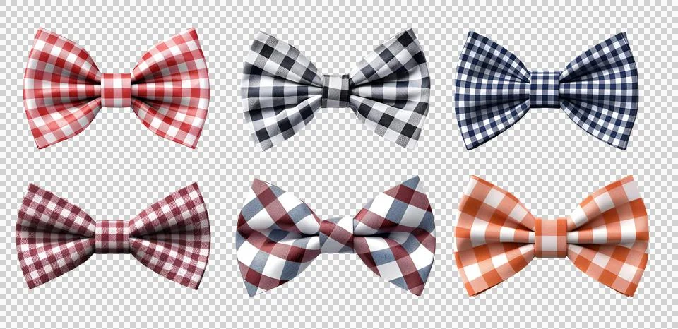 Bow ties of checkered checks pattern. PNG file. Mockup Stock Illustration