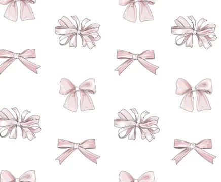 Bow tiled pattern. Bride team bow icons. Holiday gift wallpaper. Ilustración de archivo
