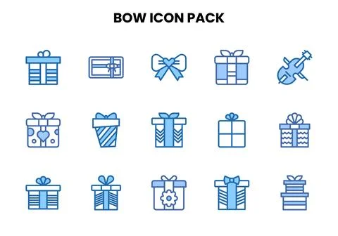 Bow Two Colour Bundle Icons Pack Stock Illustration