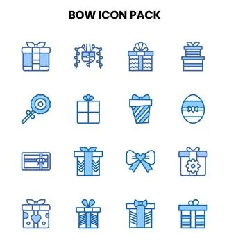 Bow Two Colour Vector Icons Pack Stock Illustration