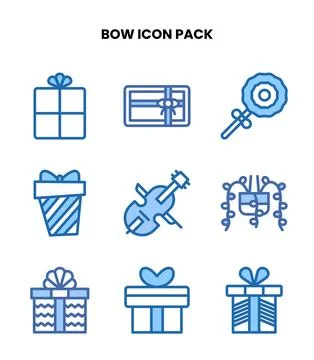 Bow Two Colour Vector Icons Pack Stock Illustration