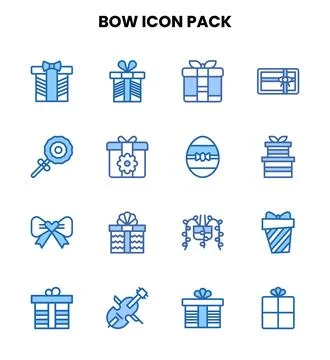 Bow Two Colour Vector Icons Pack Stock Illustration