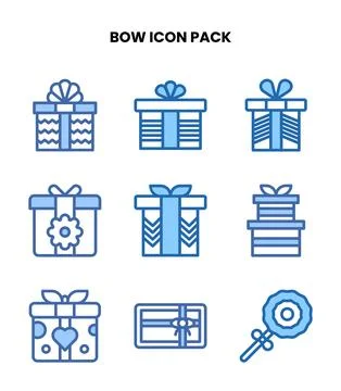 Bow Two Colour Vector Icons Pack Stock Illustration