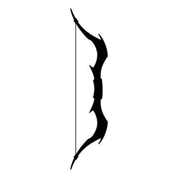 Bow vector black silhouette, cartoon archery or hunter tool, medieval old weapon Stock Illustration