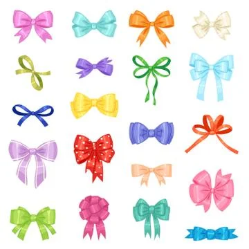 Bow vector bowknot or ribbon for decorating gifts on Christmas or Birtrhday Stock Illustration