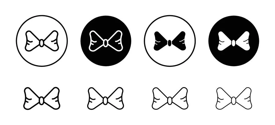 Bow vector icon set collection. Bow Outline flat Icon. Stock Illustration