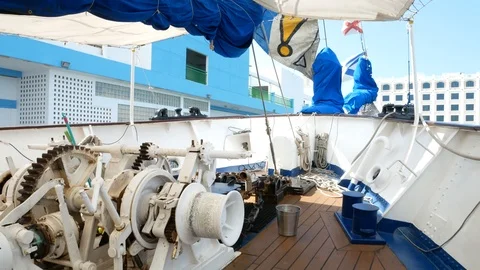 Bow view Captain Miranda School Ship - Uruguay Navy Stock Footage 118322529