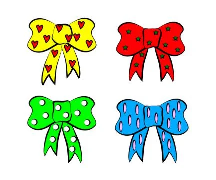 Bow on a white background. Collection. Vector Stock Illustration