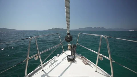 On the bow of the yacht. 2 Stock Footage 128237116